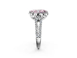 Silver Fancy Pink Marquise  Halo Diamond Floral Split Shank Engagement Ring 2