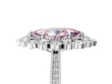 Silver Fancy Pink Marquise  Halo Milgrain Pave Diamond Ring with Four-Prong Setting 5