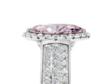 Silver Fancy Pink Marquise  Halo Round Diamond Pave Band with Prong Setting 5
