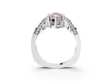 Silver Fancy Pink Marquise  Solitaire Diamond Engagement Ring with Pave Band and Four-Prong Setting 4