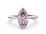 Silver Fancy Pink Marquise  Solitaire Diamond Ring with Split Shank and Four-Prong Setting_12