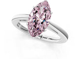 Silver Fancy Pink Marquise  Solitaire Diamond Ring with Split Shank and Four-Prong Setting_13