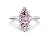 Silver Fancy Pink Marquise  Solitaire Engagement Ring with Six-Prong Setting and Classic Band 1