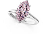 Silver Fancy Pink Marquise  Solitaire Engagement Ring with Six-Prong Setting and Classic Band 2