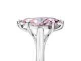 Silver Fancy Pink Marquise  Solitaire Engagement Ring with Six-Prong Setting and Classic Band