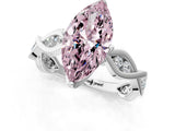 Silver Fancy Pink Marquise  Solitaire Twist Band with Leaf Prong Setting 2