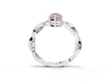 Silver Fancy Pink Marquise  Solitaire Twisted Pave Diamond Ring with Four-Prong Setting_3