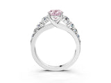Silver Fancy Pink Oval Cut Brilliant Diamond Pavé Band with Six-Prong Setting_21