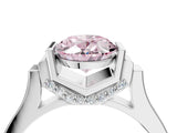 Silver Fancy Pink Oval Cut Brilliant Solitaire Diamond Ring with Channel Set Band and Bar Prong Setting_10