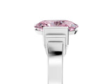 Silver Fancy Pink Oval Cut Brilliant Solitaire Diamond Ring with Channel Set Band and Bar Prong Setting_11