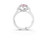 Silver Fancy Pink Oval Cut Brilliant Solitaire Diamond Ring with Channel Set Band and Bar Prong Setting_9
