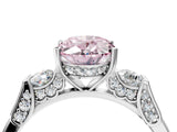 Silver Fancy Pink Oval Cut Brilliant Three-Stone Pave Band with Four-Prong Setting_10