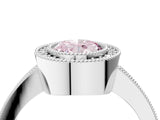 Silver Fancy Pink Oval Cut-Cut Diamond Halo Engagement Ring with Pave Band and Prong Setting_10