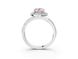 Silver Fancy Pink Oval Cut Diamond Double Halo Ring with Split Shank and Four-Prong Setting_15
