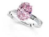 Silver Fancy Pink Oval Cut Diamond Engagement Ring with Side Stone Accents and Four-Prong Setting_1