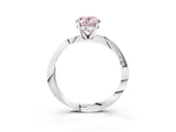 Silver Fancy Pink Oval Cut Diamond Engagement Ring with Side Stone Accents and Four-Prong Setting_3