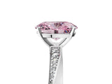 Silver Fancy Pink Oval Cut Diamond Engagement Ring with Side Stone Accents and Four-Prong Setting_5
