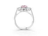 Silver Fancy Pink Oval Cut Diamond Floral Double Halo Engagement Ring with Prong Setting_207