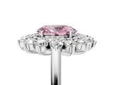 Silver Fancy Pink Oval Cut Diamond Floral Double Halo Engagement Ring with Prong Setting_35