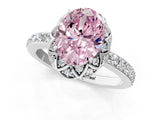 Silver Fancy Pink Oval Cut Diamond Scalloped Halo Engagement Ring with Round Shared Prong Band_1