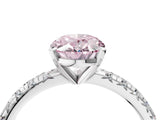 Silver Fancy Pink Oval Cut Diamond Solitaire Pavé Engagement Ring with Round Band and Prong Setting_5