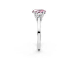 Silver Fancy Pink Oval Cut Diamond Three-Stone Engagement Ring with Prong Setting and Pavé Band_38