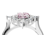 Silver Fancy Pink Oval Cut Halo Diamond Cluster Ring with Marquise and Round Stones on a White Gold Band with Prong Setting_4