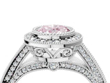 Silver Fancy Pink Oval Cut Halo Diamond Split Shank Pave Ring_10