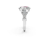 Silver Fancy Pink Oval Cut Halo Diamond Split Shank Pave Ring_8