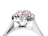 Silver Fancy Pink Oval  Cut Halo Solitaire Engagement Ring with Square Band and Four-Prong Setting_28