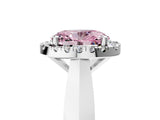 Silver Fancy Pink Oval  Cut Halo Solitaire Engagement Ring with Square Band and Four-Prong Setting_29