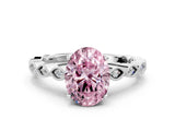 Silver Fancy Pink Oval Cut Solitaire Diamond Ring with Infinity Twist Band and Four-Prong Setting_6