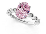 Silver Fancy Pink Oval Cut Solitaire Diamond Ring with Infinity Twist Band and Four-Prong Setting_7