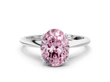 Silver Fancy Pink Oval Cut Solitaire Diamond Ring with Six-Prong Setting and Classic Band_44