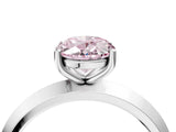 Silver Fancy Pink Oval  Cut Solitaire Engagement Ring with Flat Band and Four-Prong Setting 4