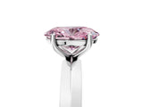 Silver Fancy Pink Oval  Cut Solitaire Engagement Ring with Flat Band and Four-Prong Setting 5