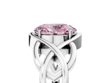 Silver Fancy Pink Oval Cut Solitaire Intertwined Band Prong Setting Ring_11
