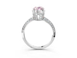Silver Fancy Pink Oval Cut Solitaire Split Shank Pave Diamond Engagement Ring with Four-Prong Setting_9