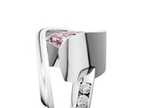 Silver Fancy Pink Oval Cut Solitaire Tension-Set Diamond Split Shank Ring_11