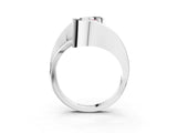 Silver Fancy Pink Oval Cut Solitaire Tension-Set Diamond Split Shank Ring_9