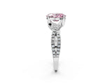 Silver Fancy Pink Oval Cut Solitaire Twist Pave Diamond Engagement Ring with Prong Setting_44