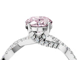 Silver Fancy Pink Oval Cut Solitaire Twist Pave Diamond Engagement Ring with Prong Setting_46