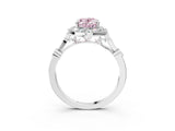 Silver Fancy Pink Oval  Halo Diamond Engagement Ring with Twisted Band and Four-Prong Setting 3