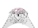 Silver Fancy Pink Oval  Halo Diamond Floral Split Shank Engagement Ring 5