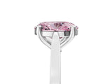 Silver Fancy Pink Oval  Solitaire Diamond Ring with Four-Prong Setting and Tapered Band 5