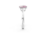 Silver Fancy Pink Oval  Solitaire Diamond Ring with Split Shank and Four-Prong Setting_14