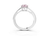 Silver Fancy Pink Oval  Solitaire Diamond Ring with Split Shank and Four-Prong Setting_15