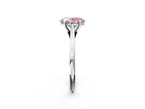 Silver Fancy Pink Oval  Solitaire Engagement Ring with Four-Prong Setting and Classic Band 2