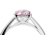 Silver Fancy Pink Oval  Solitaire Engagement Ring with Four-Prong Setting and Classic Band 4