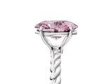 Silver Fancy Pink Oval  Solitaire Twist Band Ring with Four-Prong Setting_11
